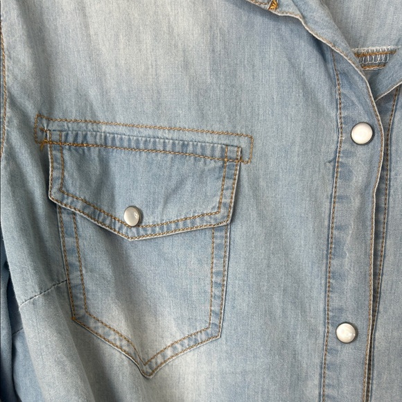 Denim Snap-Up with Tie-Front Shirt - Picture 3 of 8